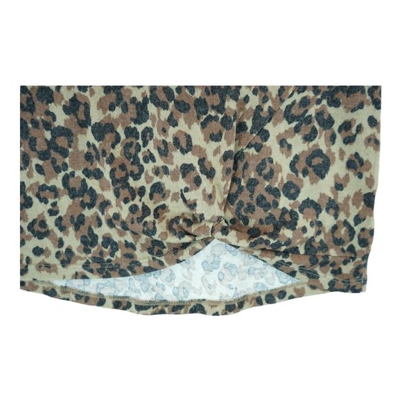 NWT C&C California Shirt Womens Sz M Brown Animal Print Twist Front Long Sleeve - Picture 4 of 5